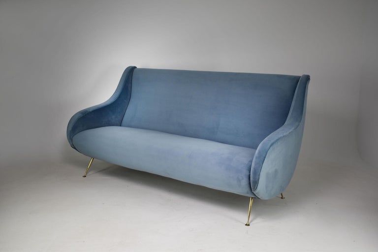 1950s Italian Velvet Restored Sofa