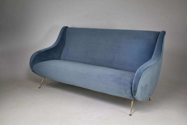 1950s Italian Velvet Restored Sofa