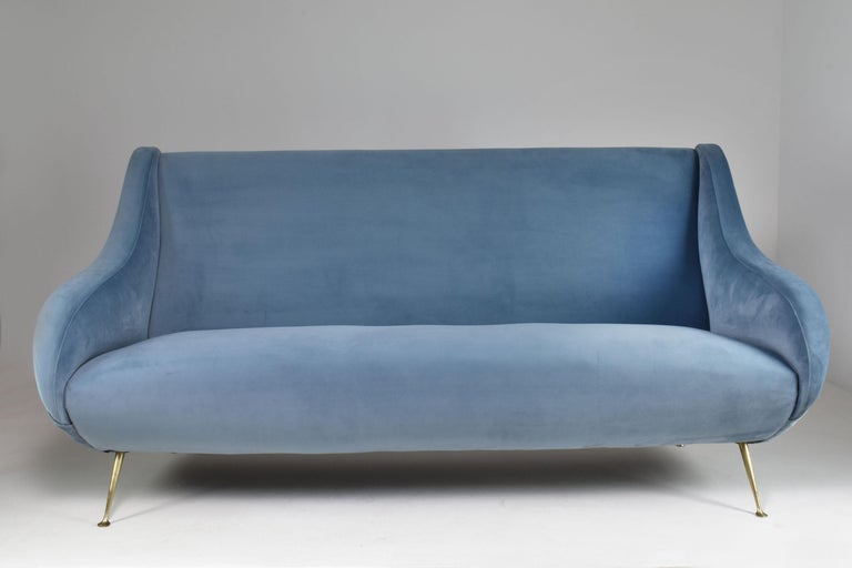 1950s Italian Velvet Restored Sofa