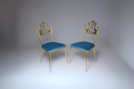 Paire de chaises en laiton vintage italiennes du XXe siècle, années 1950 