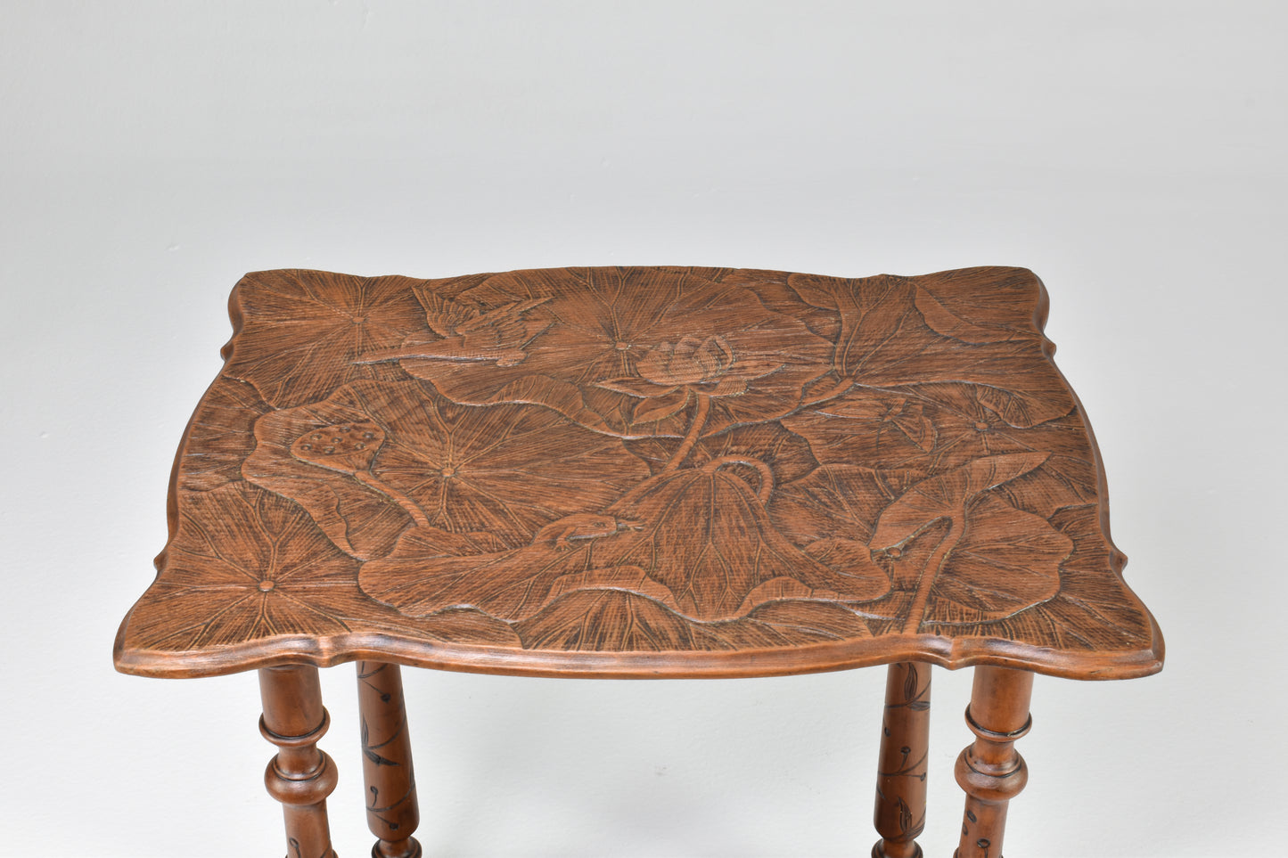 Antique Japanese Sculpted Wooden Tea Table