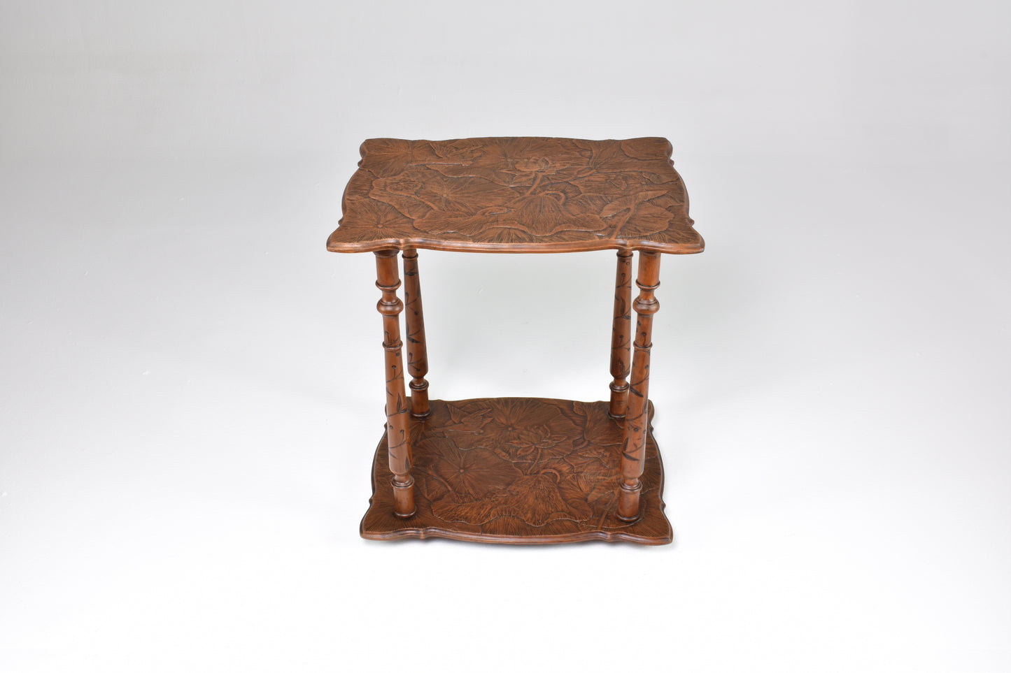 Antique Japanese Sculpted Wooden Tea Table