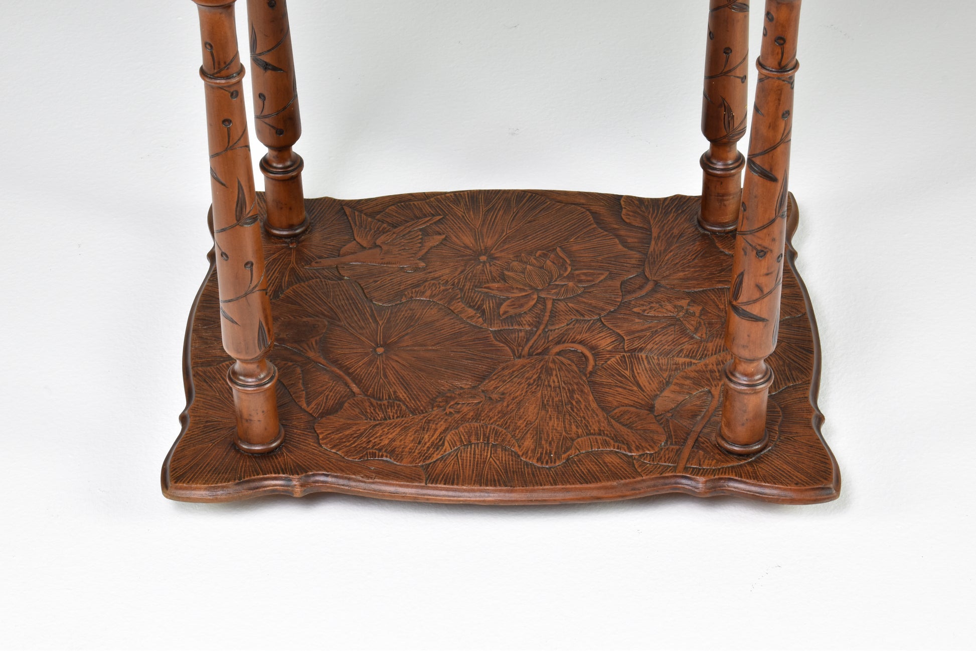 Antique Japanese Sculpted Wooden Tea Table