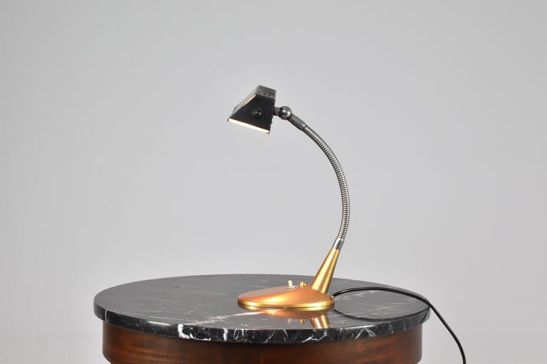 Italian Metal and Brass Table Lamp, 1950s