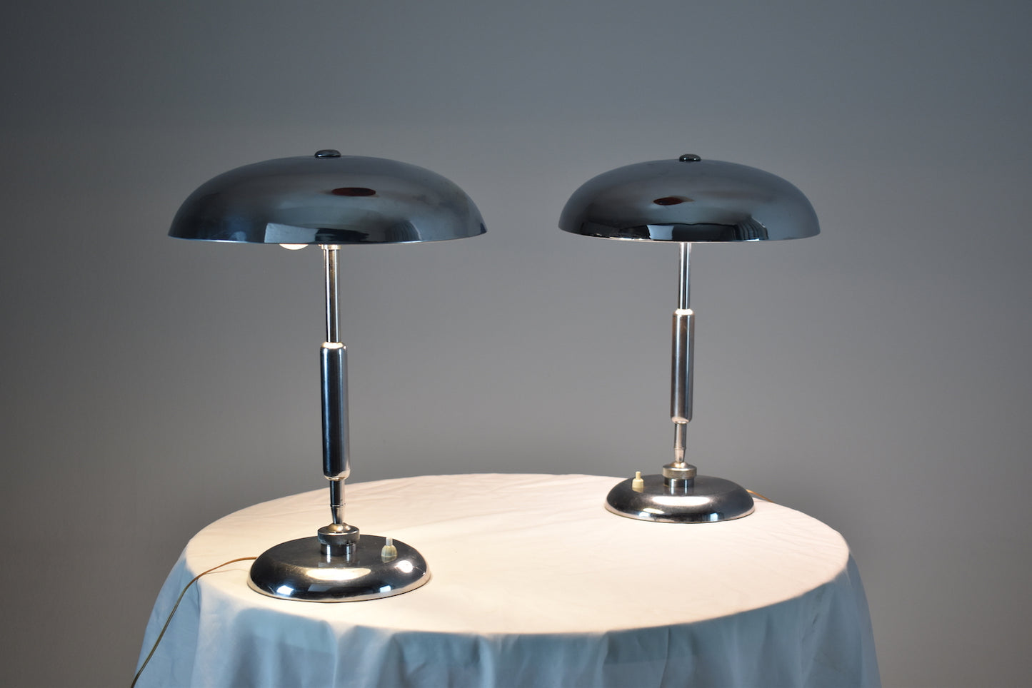 Italian Nickel Table Lamps by Giovanni Michelucci, 1950s