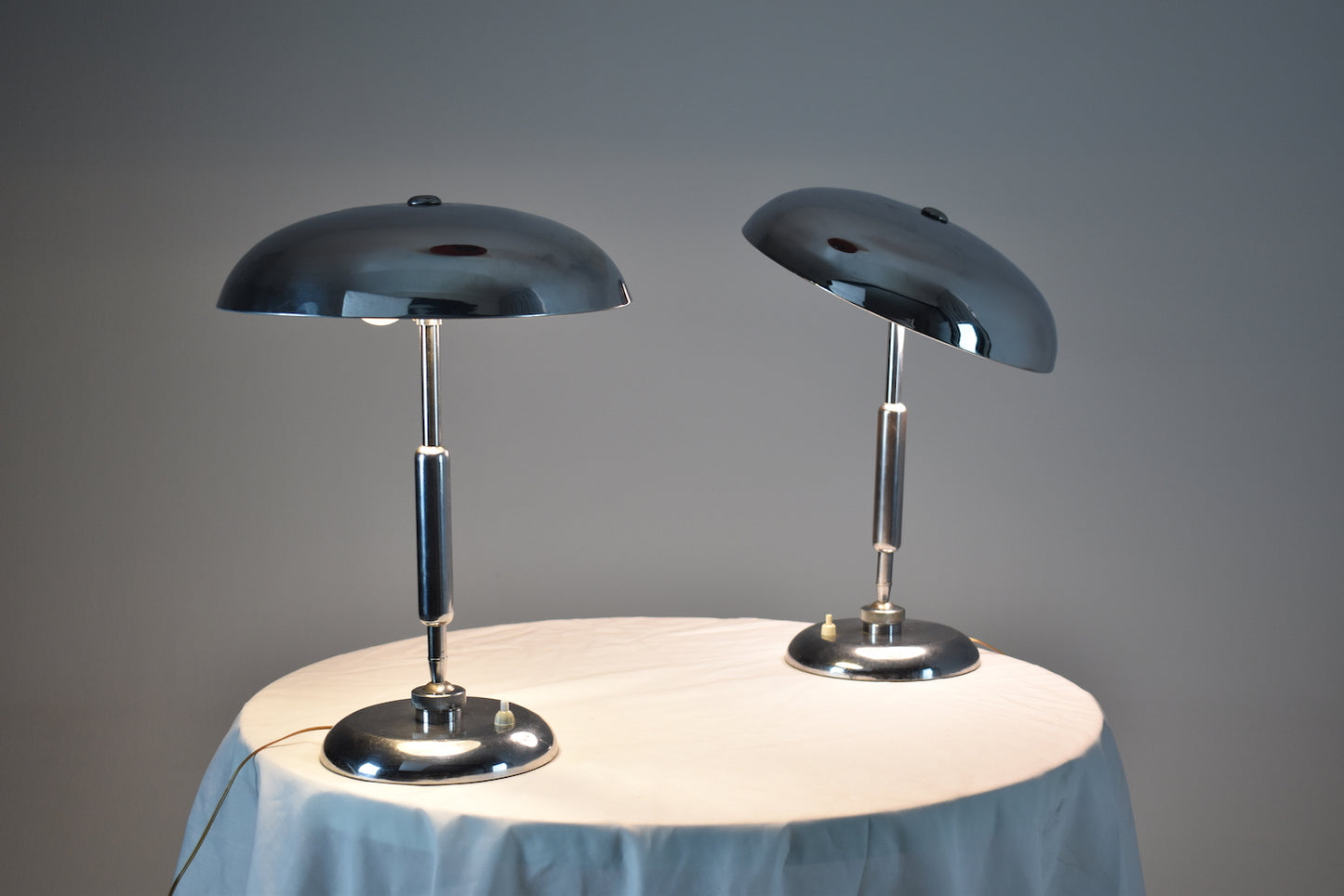 Italian Nickel Table Lamps by Giovanni Michelucci, 1950s