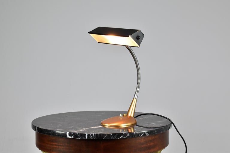 Italian Metal and Brass Table Lamp, 1950s