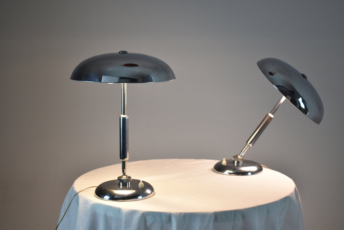 Italian Nickel Table Lamps by Giovanni Michelucci, 1950s