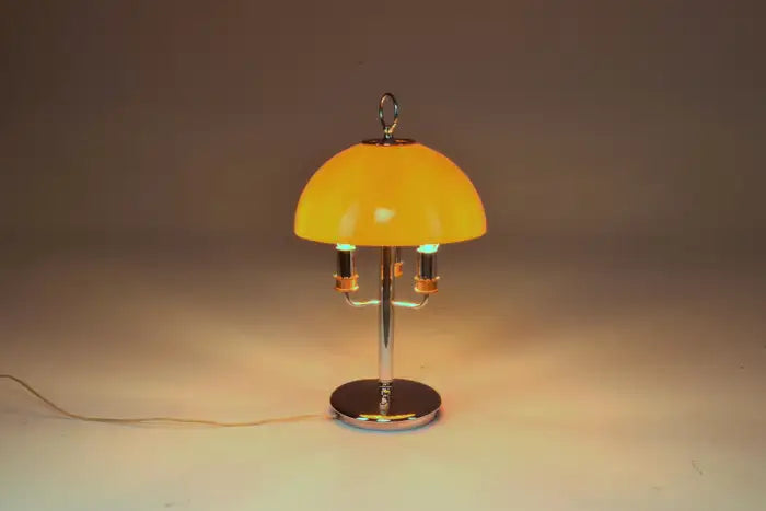 Lampe de table italienne des années 1970 avec abat-jour en forme de champignon orange