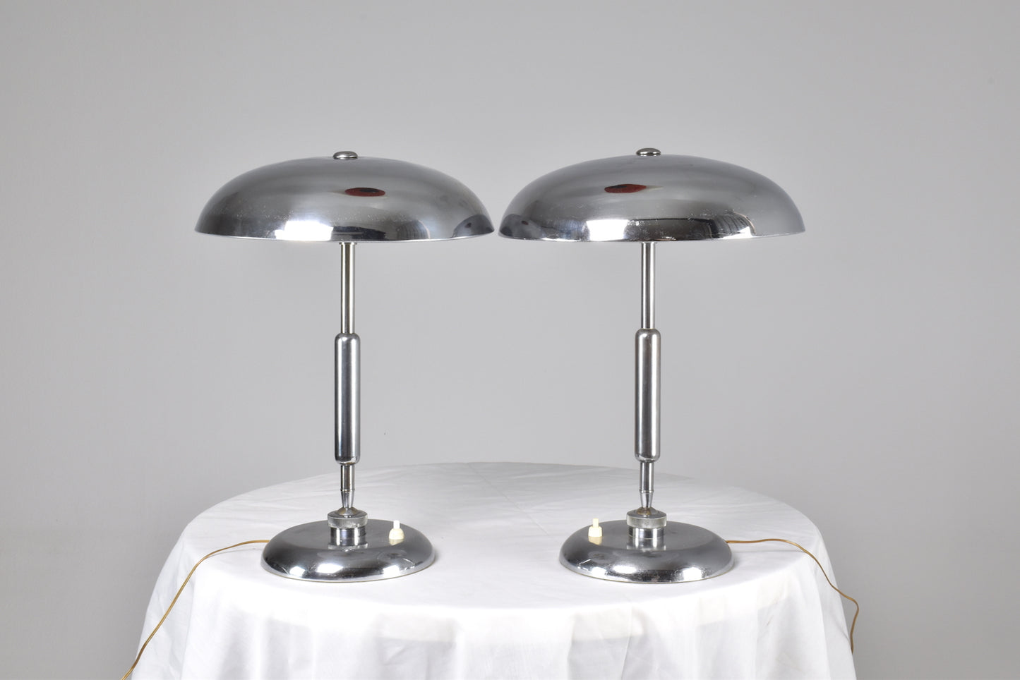 Italian Nickel Table Lamps by Giovanni Michelucci, 1950s