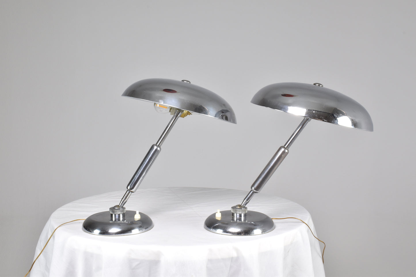 Italian Nickel Table Lamps by Giovanni Michelucci, 1950s