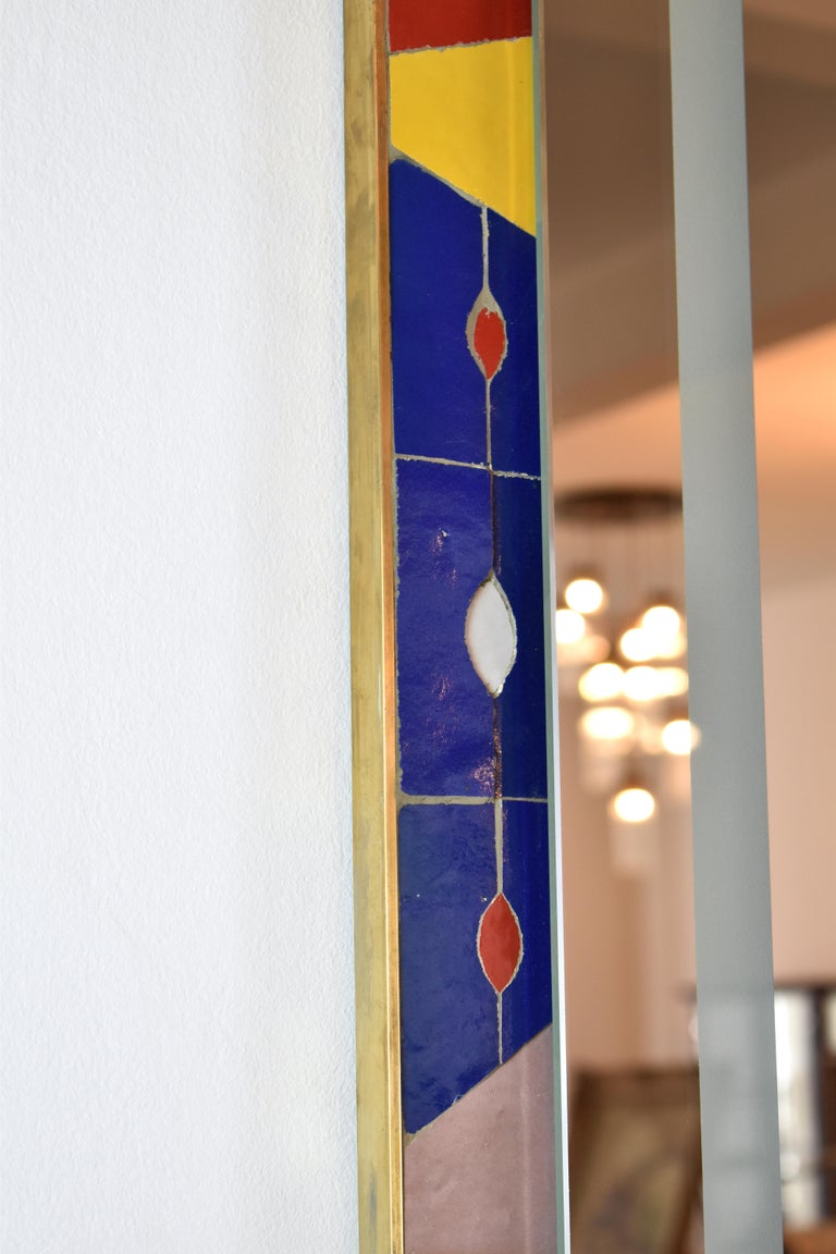 Handcrafted Led Light Mosaic and Brass Bathroom Mirror by Jonathan Amar Studio