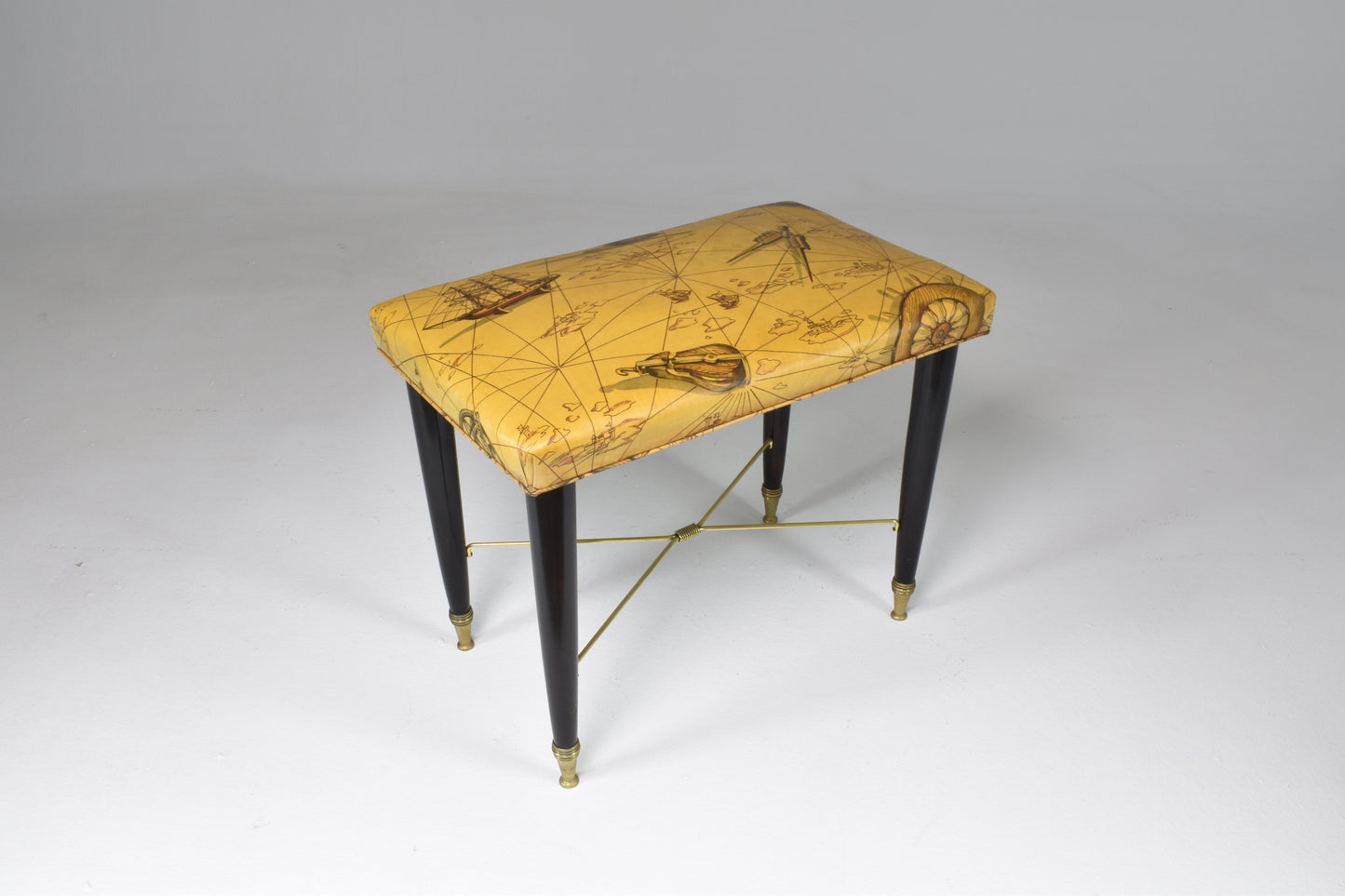 Tabouret de piano nautique italien du milieu du siècle des années 1950