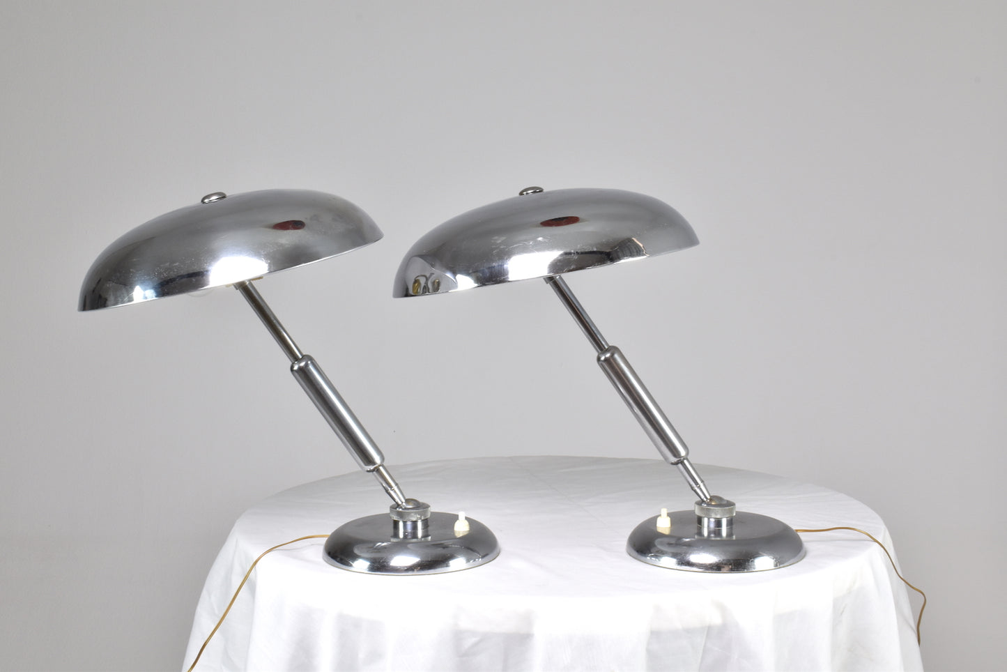 Italian Nickel Table Lamps by Giovanni Michelucci, 1950s