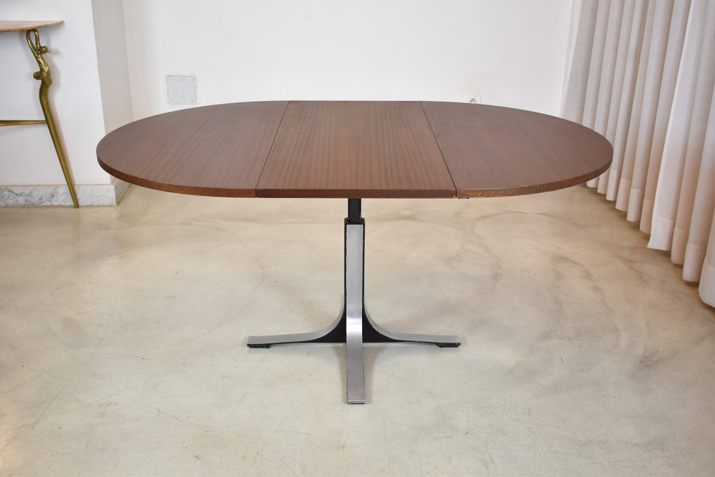 1970's Italian Extendable Wooden Dining Table by Osvaldo Borsani