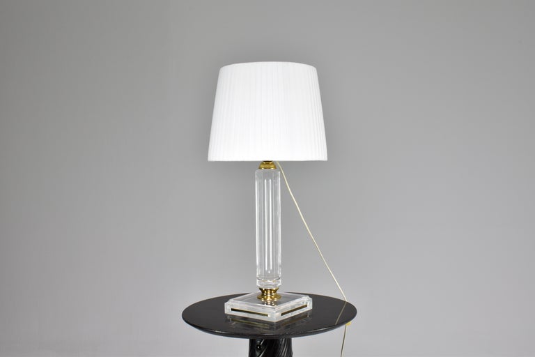 1970's French Plexiglass Table Lamp