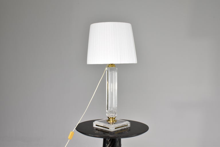 1970's French Plexiglass Table Lamp