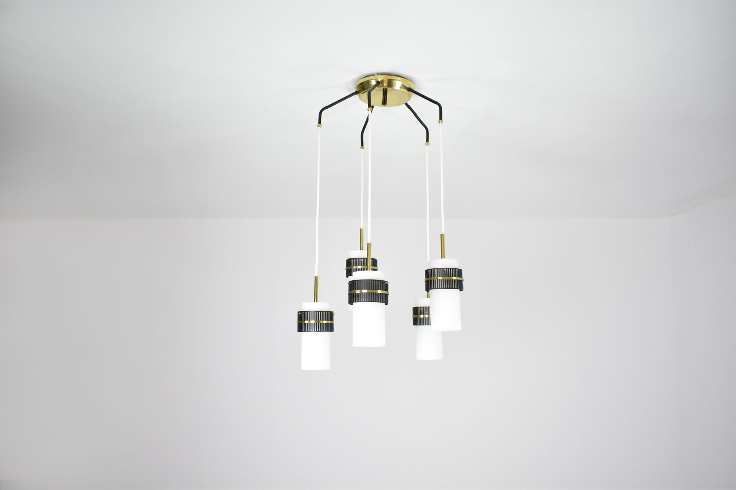 1950's 5 Lights Glass Pendant by Stilnovo