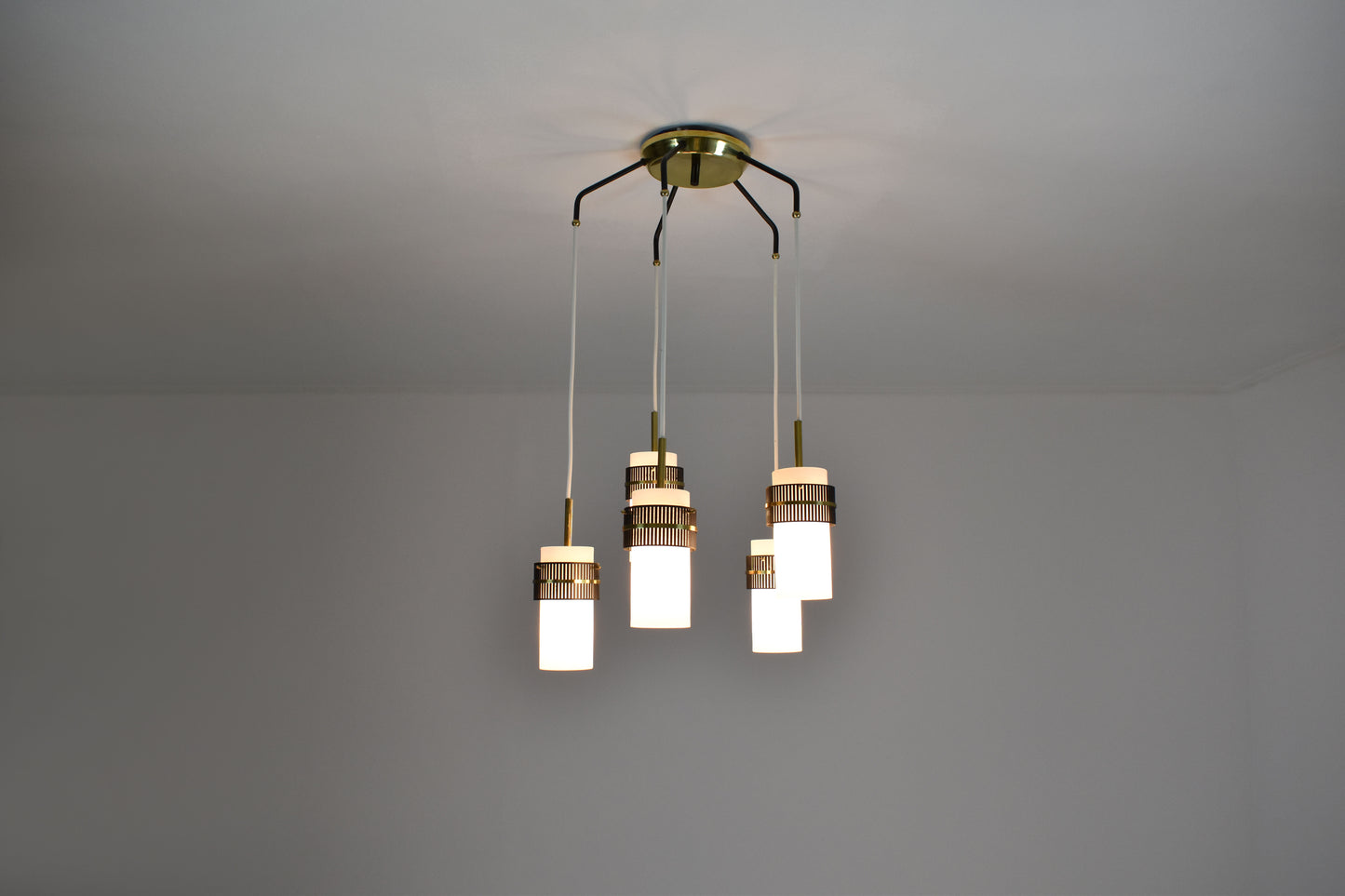 1950's 5 Lights Glass Pendant by Stilnovo