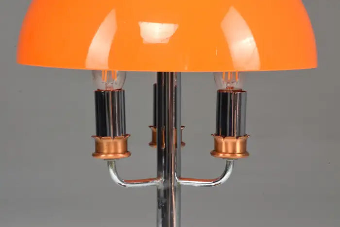 Lampe de table italienne des années 1970 avec abat-jour en forme de champignon orange