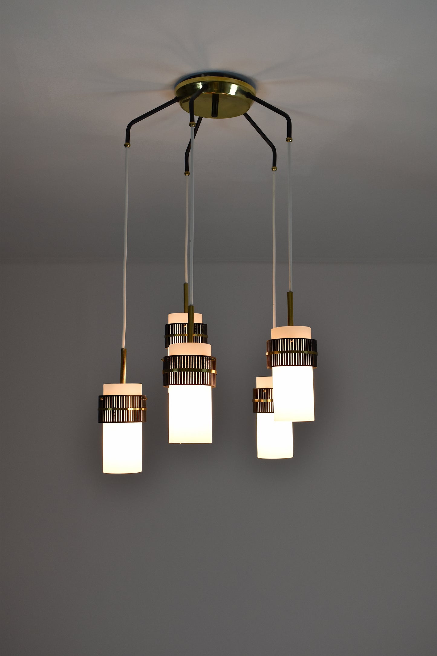 1950's 5 Lights Glass Pendant by Stilnovo