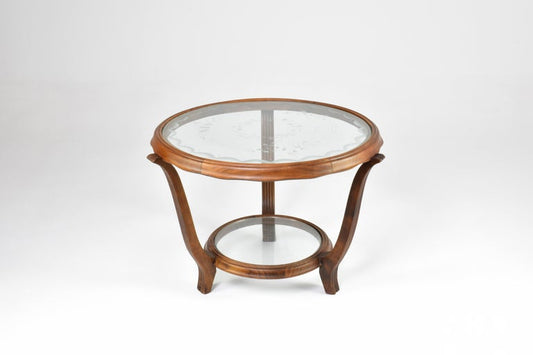 Italian Wood & Glass Coffee Table Attributed to Paolo buffa, 1940-50s