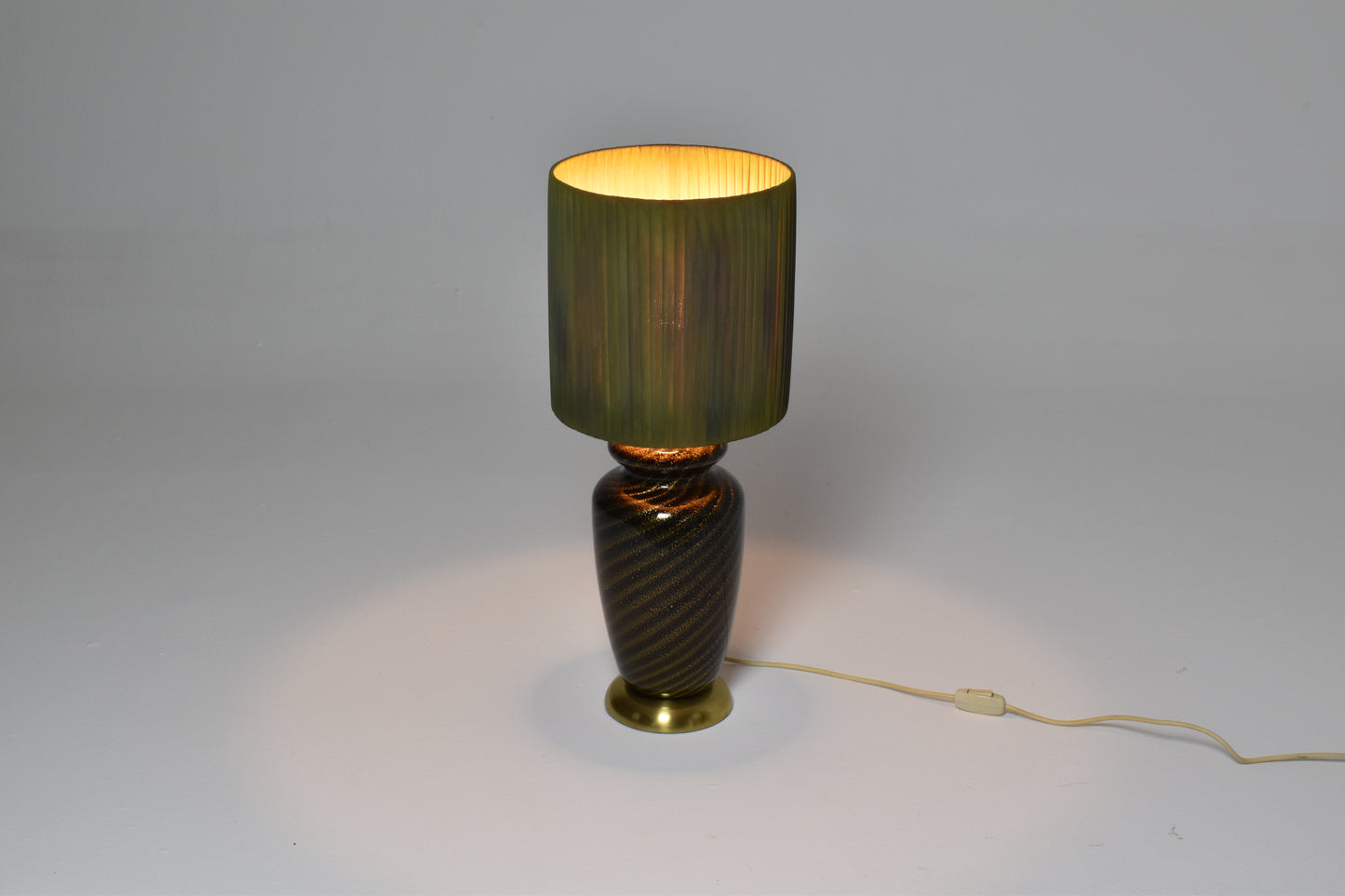 1970's Italian Green Mid-Century Murano Table Lamp by Tommaso Barbi