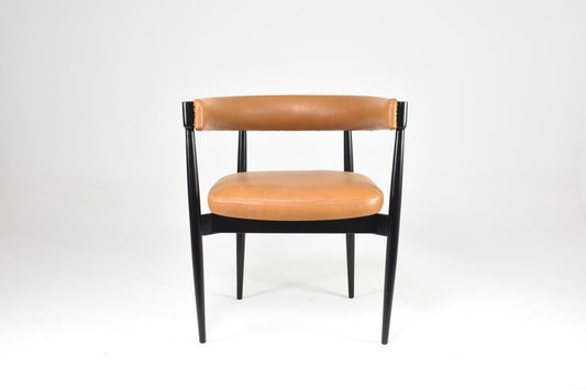 1970's Italian Wooden & Leather Chair attributed to Fratelli Reguitti