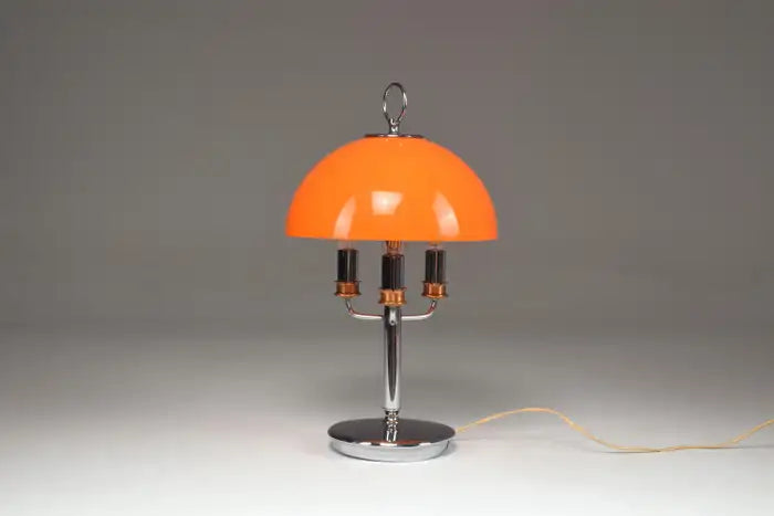 Lampe de table italienne des années 1970 avec abat-jour en forme de champignon orange