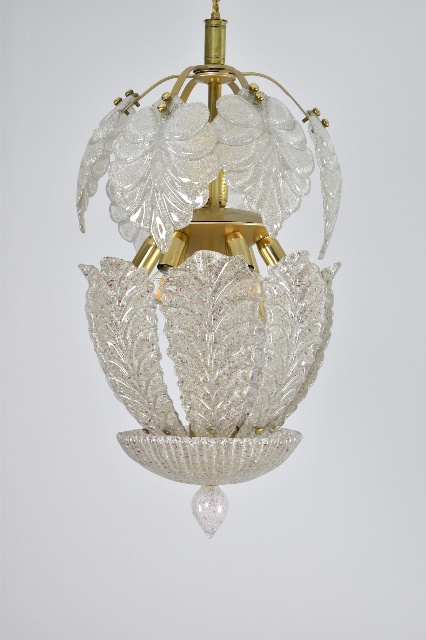 1970's Italian Mid-Century Murano Glass Leaf Pendant by Barovier Toso