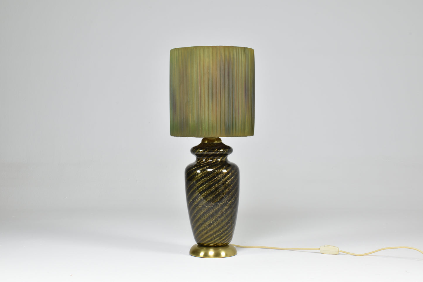 1970's Italian Green Mid-Century Murano Table Lamp by Tommaso Barbi