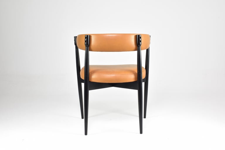 1970's Italian Wooden & Leather Chair attributed to Fratelli Reguitti