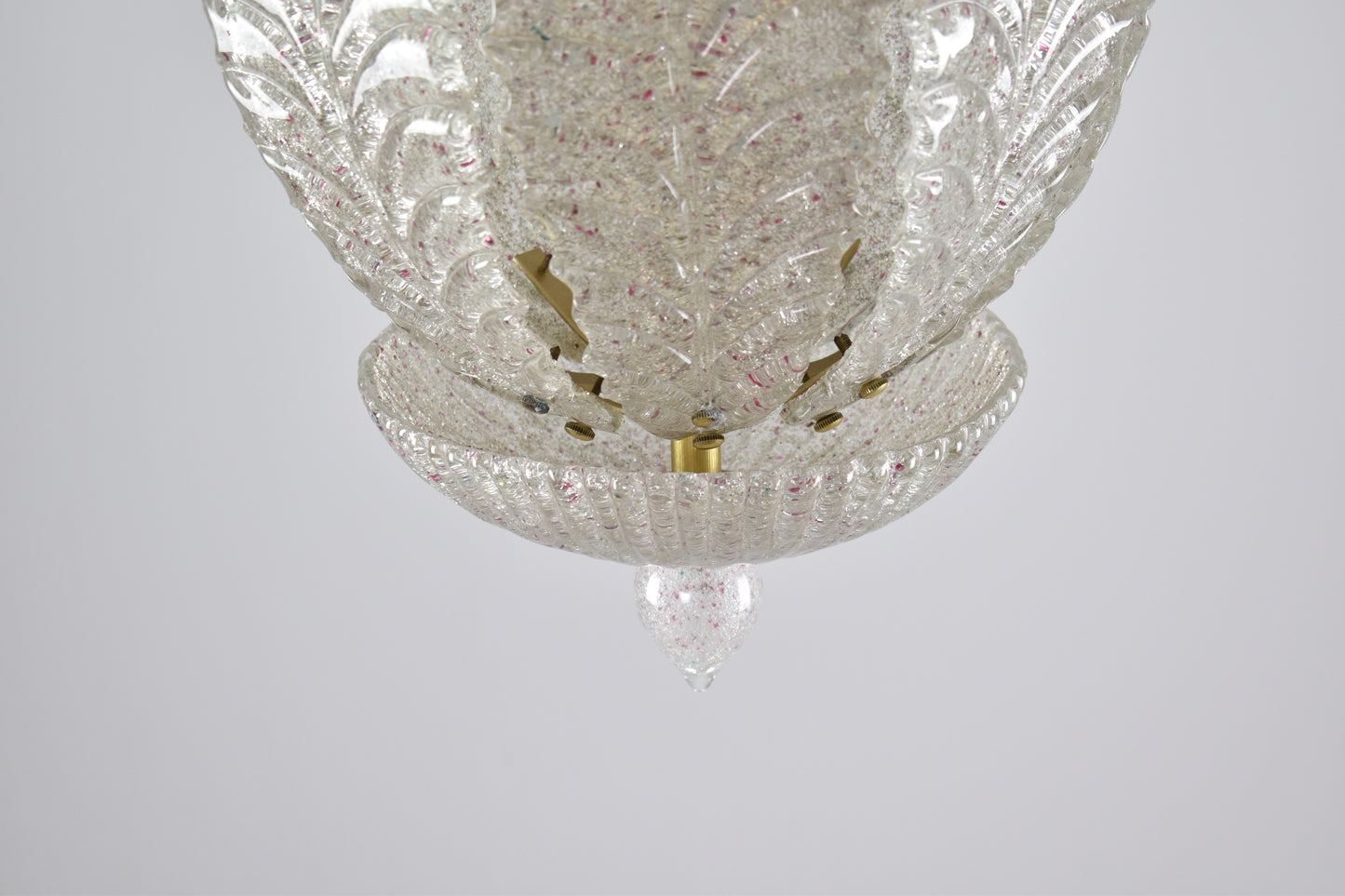 1970's Italian Mid-Century Murano Glass Leaf Pendant by Barovier Toso