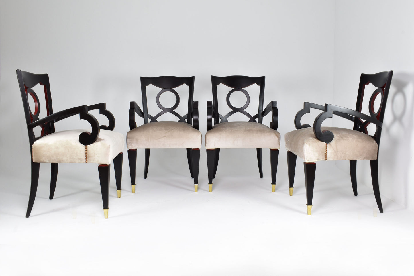 Set of 4 Restored Italian Dining Armchairs, 1960's