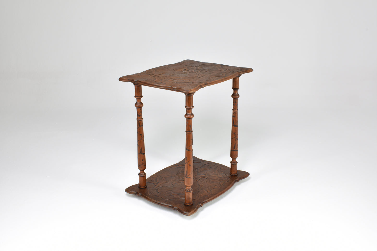 Antique Japanese Sculpted Wooden Tea Table