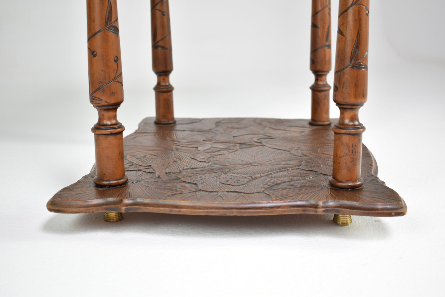 Antique Japanese Sculpted Wooden Tea Table