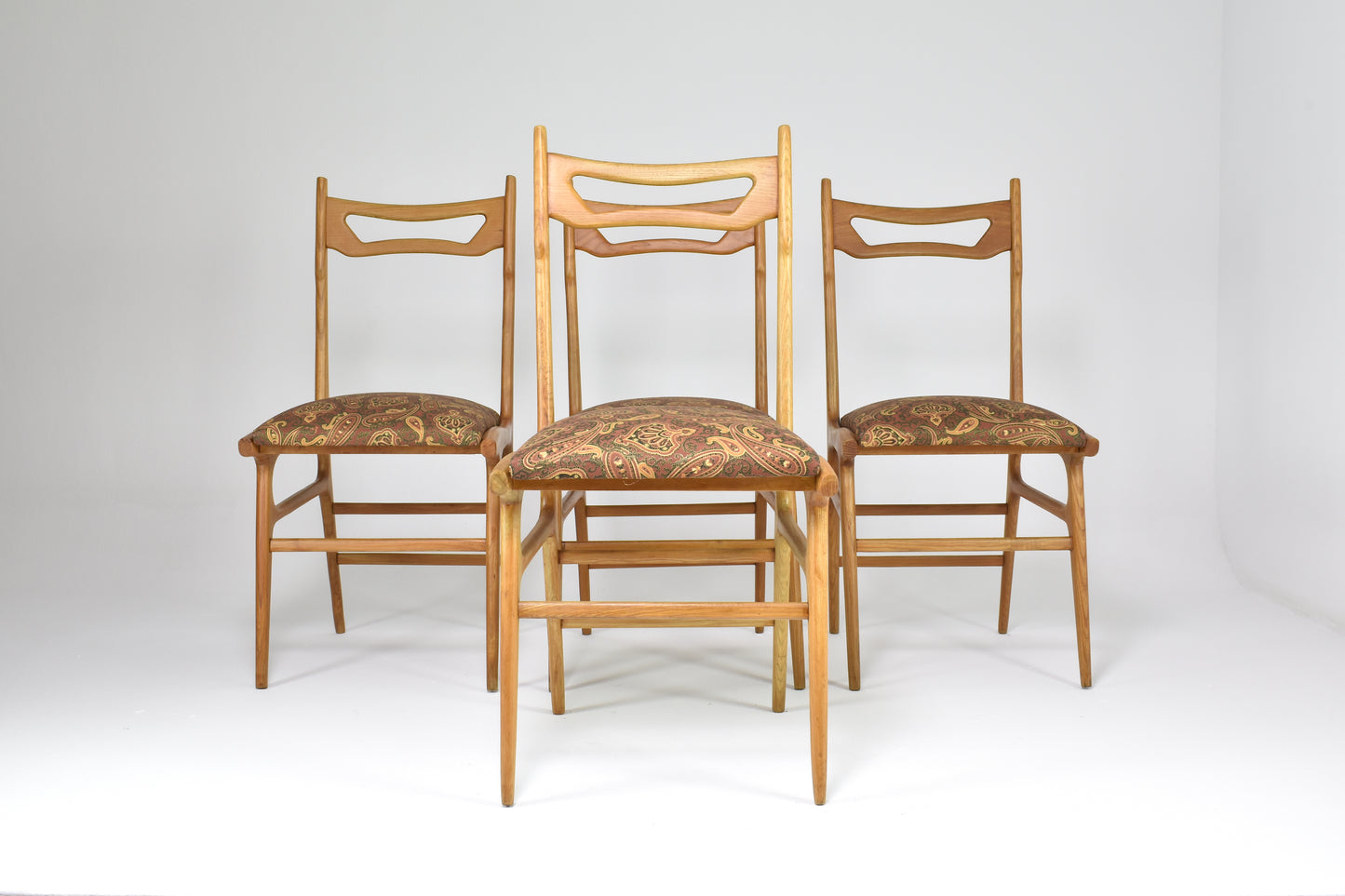 Italian Vintage Wooden Dining Chairs, Set of Four, 1950s