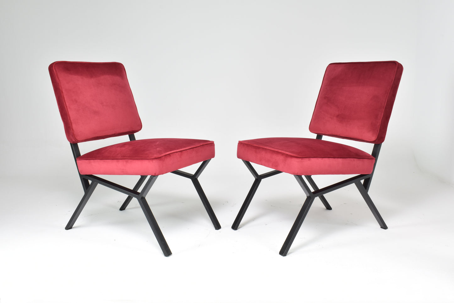 Pair of Italian Velvet Chairs, 1950s