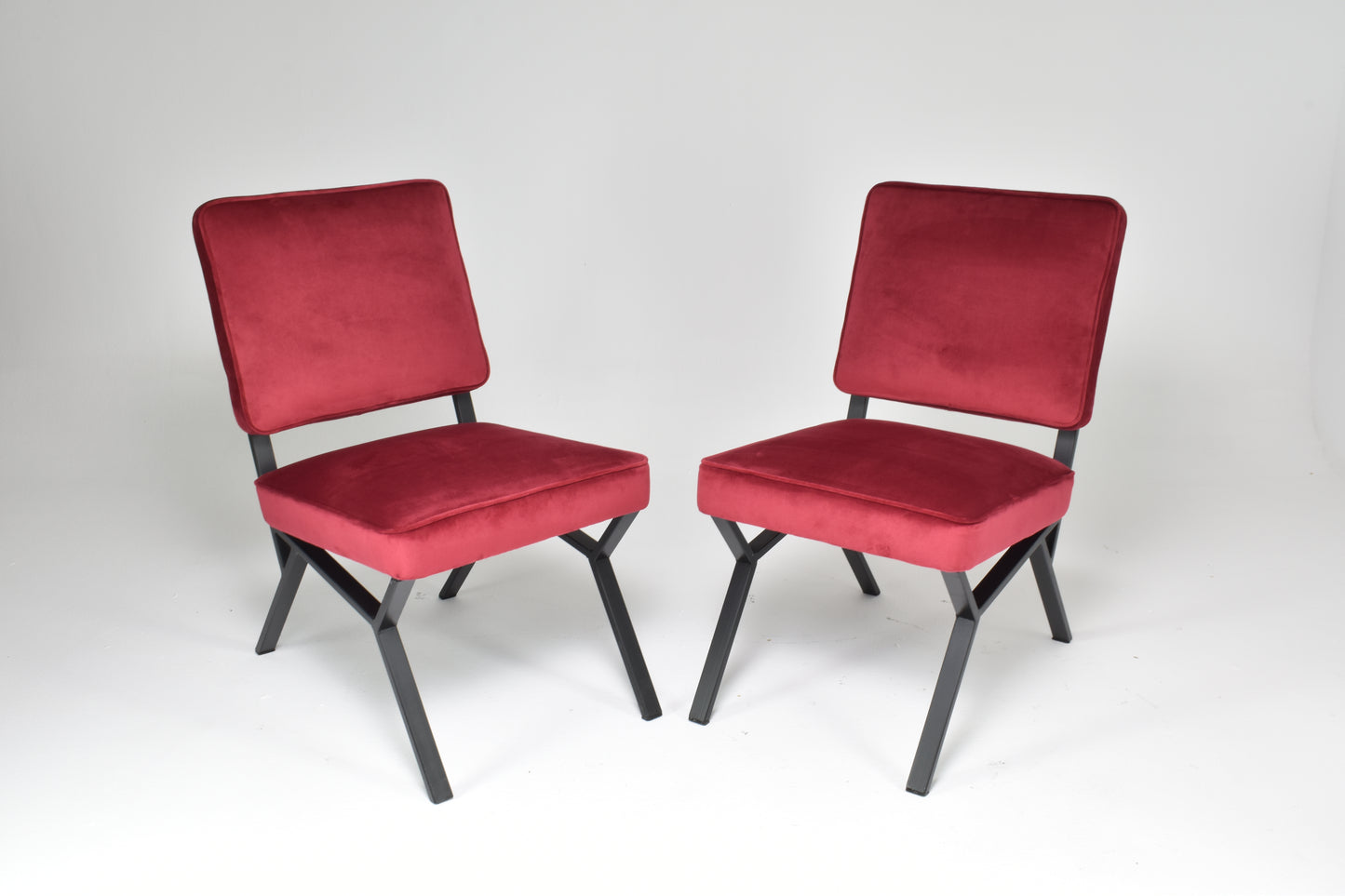 Pair of Italian Velvet Chairs, 1950s