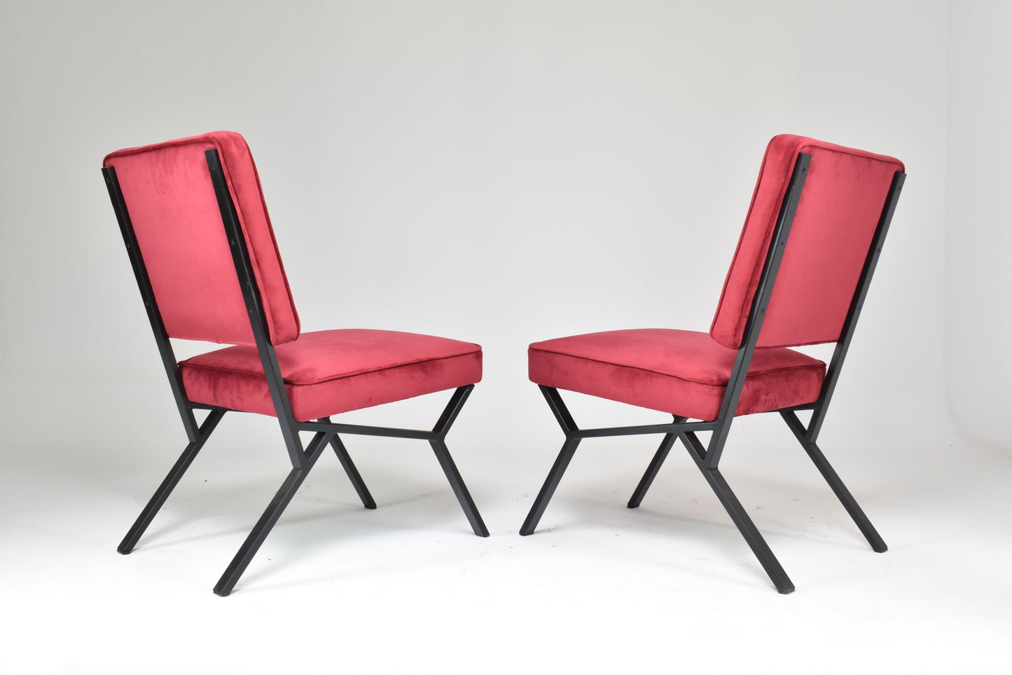 Pair of Italian Velvet Chairs, 1950s