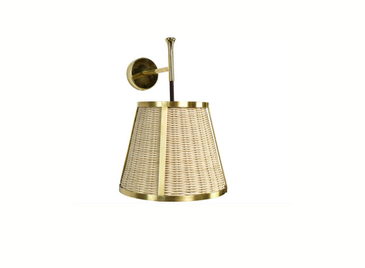 Caeli-W4 Brass and Rattan Sconce, JAS