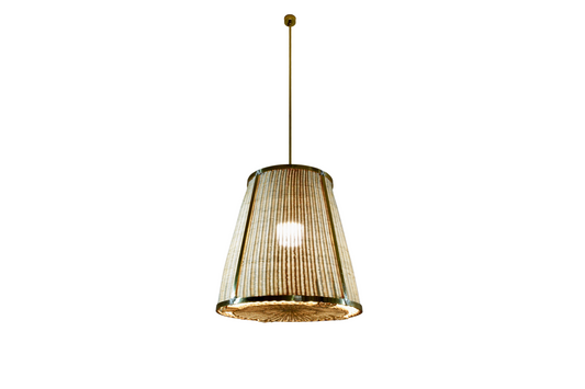 Caeli-S Handcrafted Brass Rattan Pendant Light Fixture