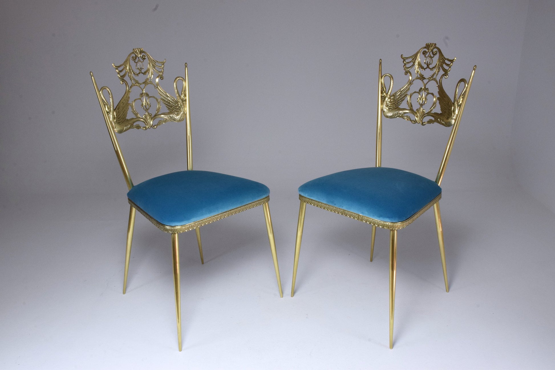 20th Century Pair of Italian Vintage Brass Swan Chairs, 1950s - Spirit Gallery 