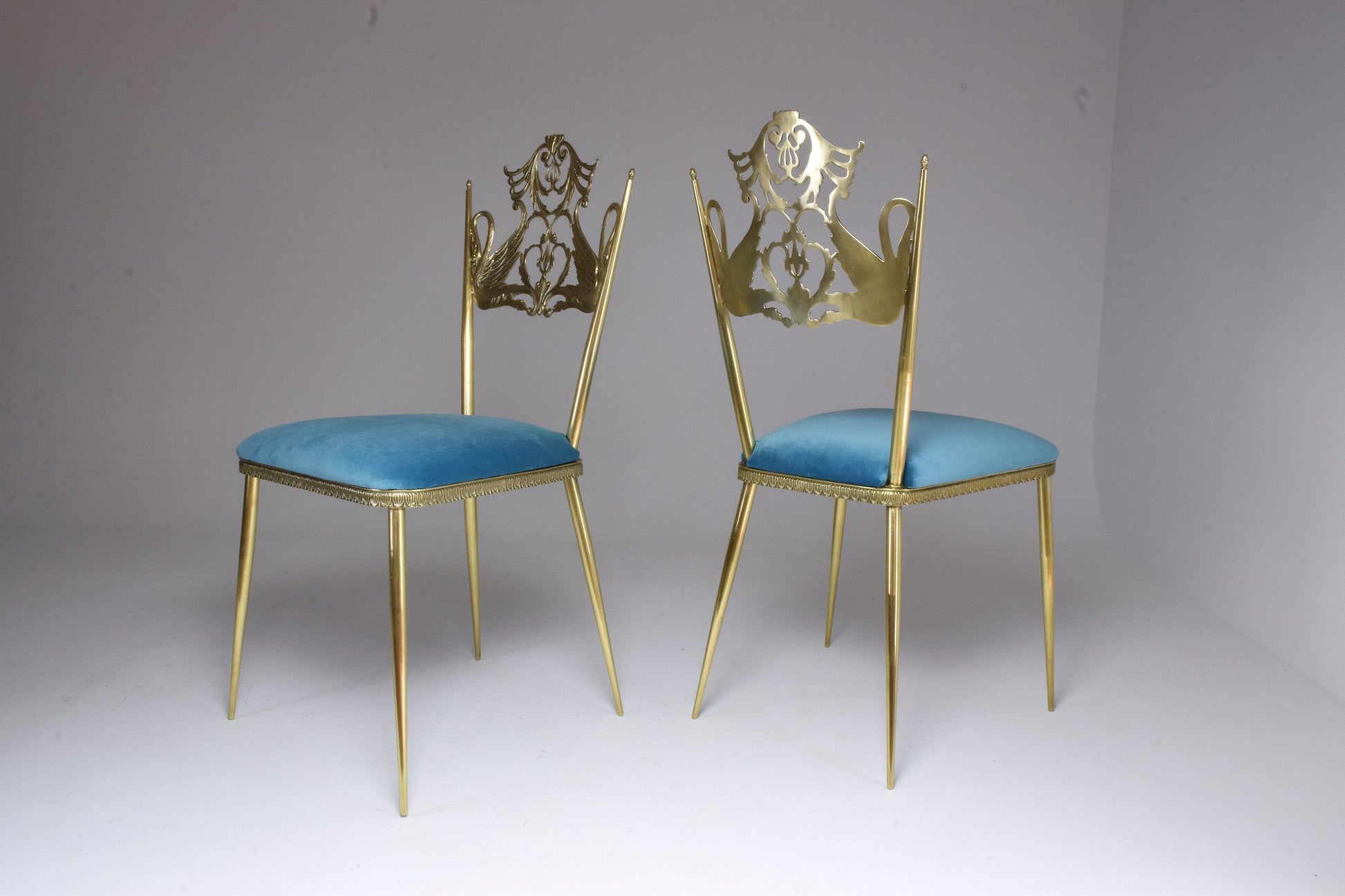 20th Century Pair of Italian Vintage Brass Swan Chairs, 1950s - Spirit Gallery 