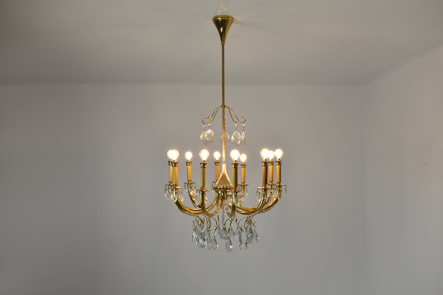 1950's Italian Crystal Chandelier by Oscar Tolasco for Lumi Milano - Spirit Gallery 