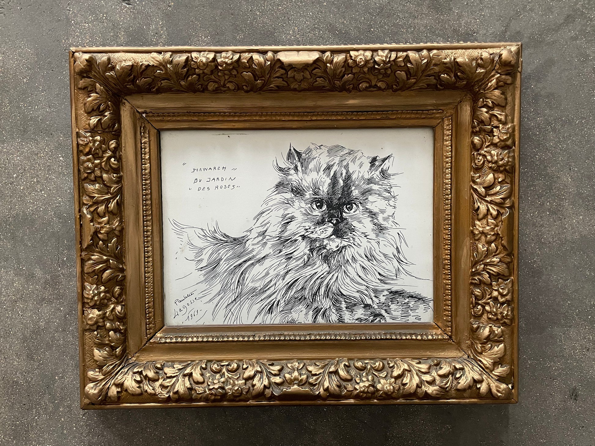 Cat Ink Paiting by Paulette Lagosse, 1969 - Spirit Gallery 