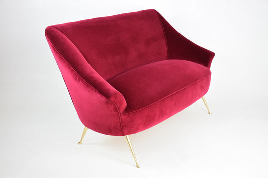 Italian Mid-Century Two-Seater Red Sofa, 1950s - Spirit Gallery 