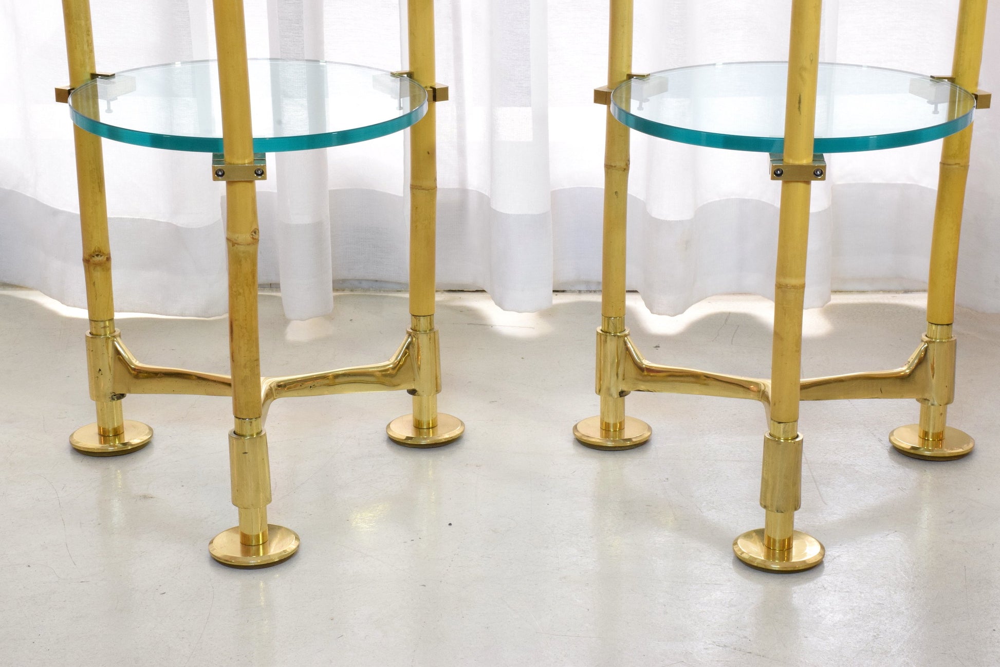 Two Vintage Brass Bamboo Floor Lamps, Gabriella Crespi Style, 1970s - Spirit Gallery 